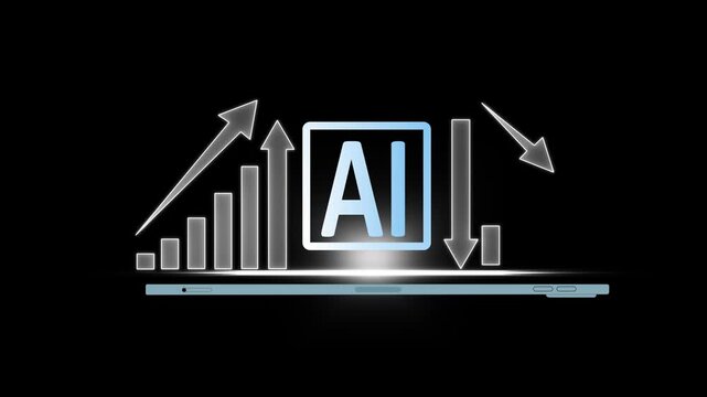 AI powered business optimization, Cost reduction and Quality control, Artificial Intelligence driven automation optimizes workflows, Improves quality, ai graph cost and quality .4k motion video.