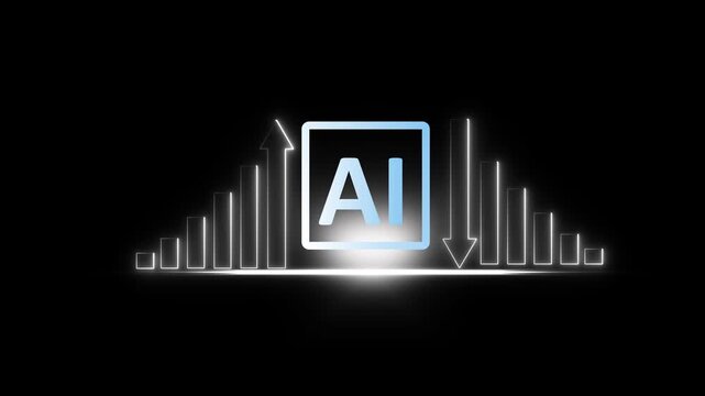 AI powered business optimization, Cost reduction and Quality control, Artificial Intelligence driven automation optimizes workflows, Improves quality, ai graph cost and quality .4k motion video.