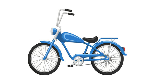 Classic blue cruiser bicycle with high handlebars