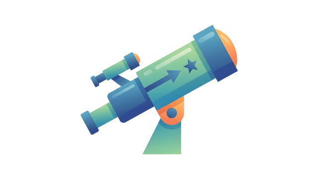Modern telescope illustration representing long-term vision, business planning, opportunity, and leadership.