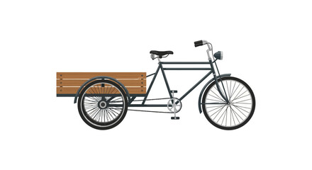 Fototapeta premium Vintage cargo tricycle with wooden transport box in dark blue