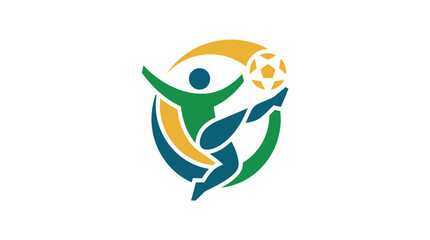Fototapeta premium Person Running with Soccer Ball Graphic.