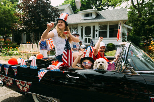 Family in Fourth of July Parade