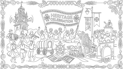Obraz premium Heritage Celebration Parade: Culture, Tradition, Music, and History