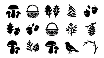 Fototapeta premium Collection of Autumnal Nature Icons and Symbols.