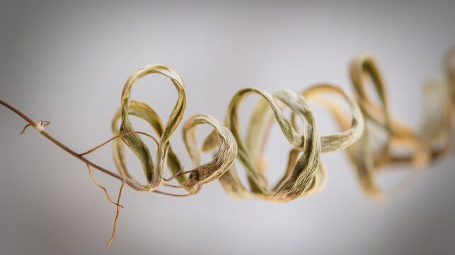 Dried vetch tendril tight coil close up
