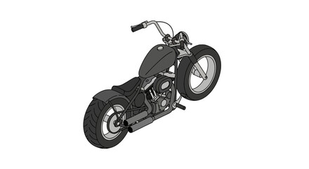 Custom dark grey chopper motorcycle with classic design © cintya