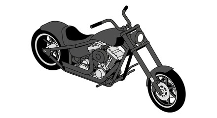 Custom black chopper motorcycle with large engine and high handlebars © cintya