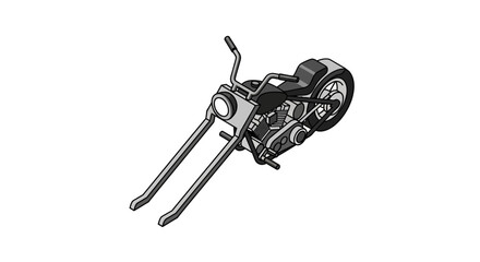Custom chopper motorcycle with extended front forks in isometric view © fernanda