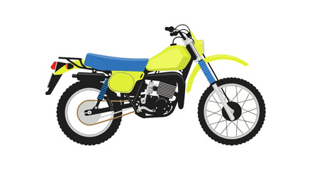 Obraz premium Vintage off road motorcycle with yellow frame and blue seat