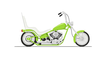 Custom lime green chopper motorcycle with high handlebars © lamiring