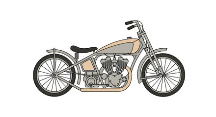 Vintage style custom bobber motorcycle with large engine © lamiring