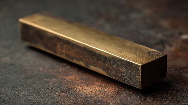 Aged brass drawer pull wear close up