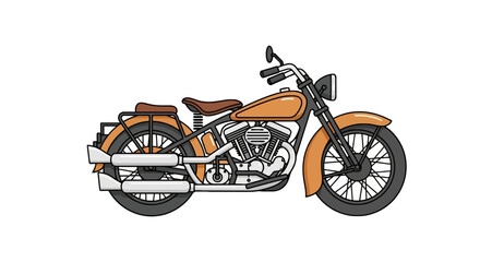 Obraz premium Classic orange cruiser motorcycle profile with chrome details