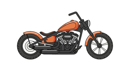 Custom orange bobber motorcycle with minimalist design © bella