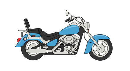 Obraz premium Classic blue cruiser motorcycle with chrome engine details