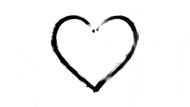 Hand drawn heart shape forming with brush strokes animation