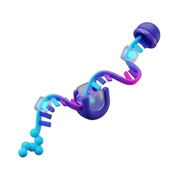 Digital visualization of m rna molecule structure showing genetic code and bonding isolated on white background