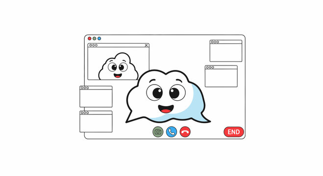 Cute cartoon tooth character on a computer screen