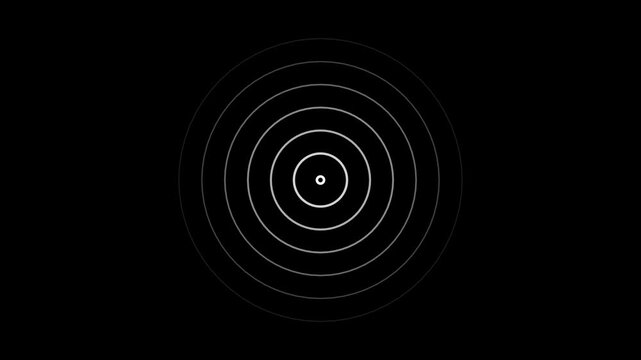 Concentric circles of varying thickness and brightness against a stark black background, forming a target-like or radar signal pattern with a clean, minimalist, and scientific aesthetic