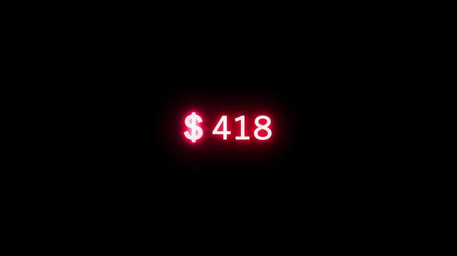 Neon red glowing dollar sign and number 248 displayed prominently against a deep black background, symbolizing financial value, cost, or a specific monetary amount with a vibrant, modern aesthetic