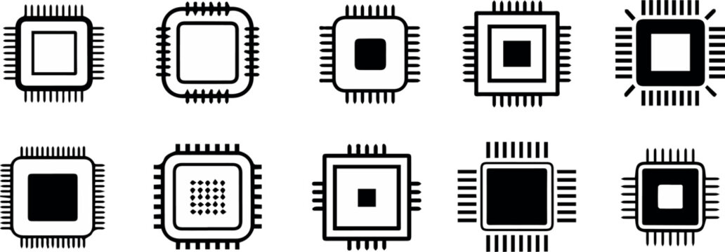 microchip vector icons collection processor schematic and circuit symbols
