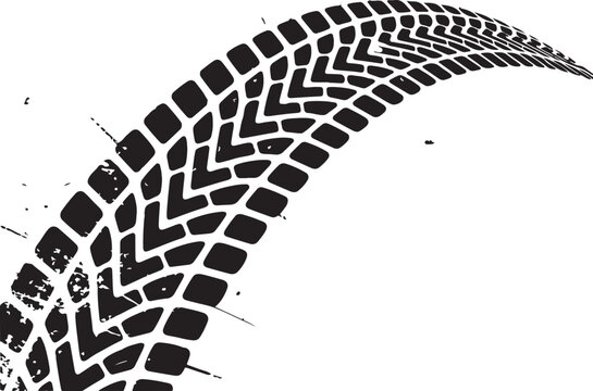 tire skid mark with faded smudge and motion impression