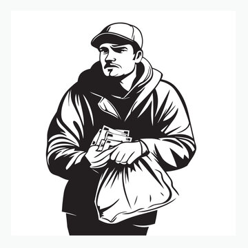 illustration of a debt collector wearing a hat