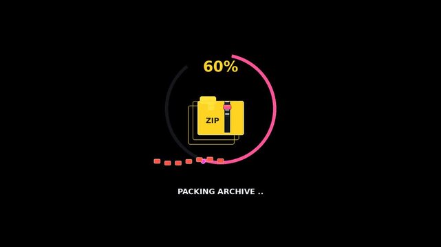 ZIP File Compression and Packing Archive Progress Animation