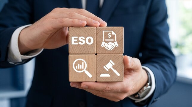 Concept of ESO Employee Stock Option. Employee Stock Options Plan Business Management. new
