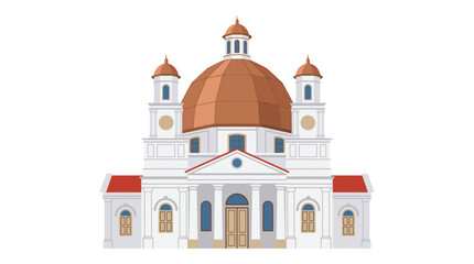 Fototapeta premium Blenduk Church Semarang Flat Vector Illustration Isolated on White Background