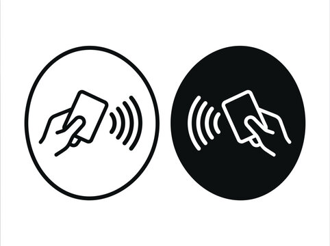 Contactless Payment Symbol Icon Showing Hand Holding Card and Wireless Signals