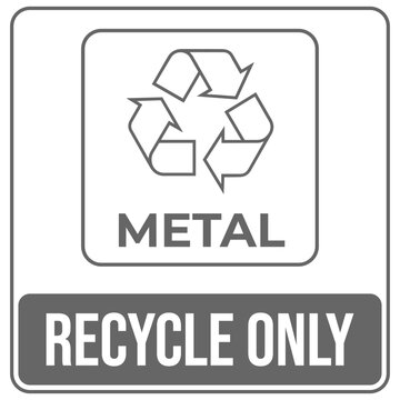 Recycling symbol for metal Sign with text recycle only