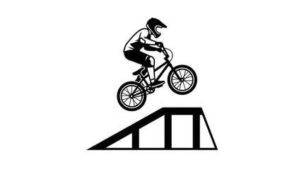Obraz premium BMX Rider Jumps Ramp Silhouette