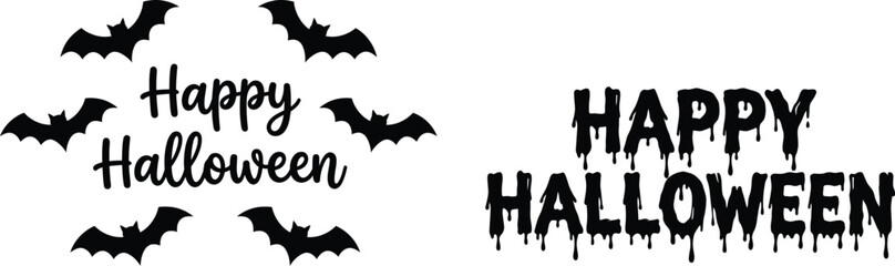 Halloween greeting graphics with bats and bloody letters © MDTamizUddin