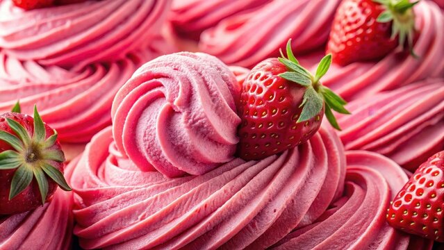A vibrant closeup of pink strawberry ice cream showcases delicate swirls and intricate texture inviting a taste of refreshing summer delight

tag1 foo