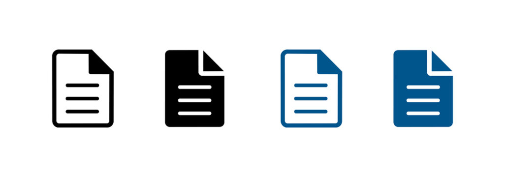 Document file icon set, Symbols for paper, report, form and document management interface design