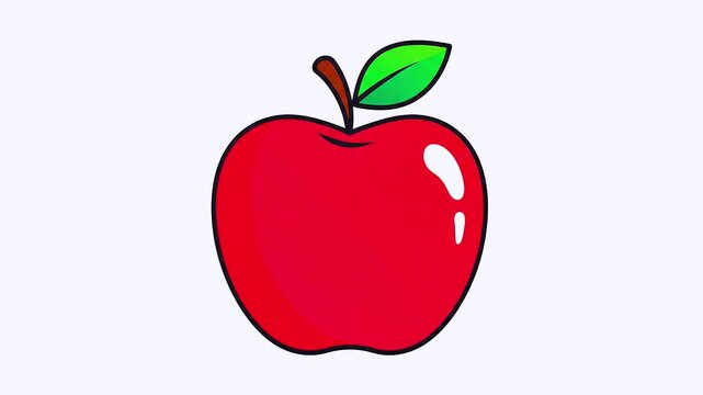 Vibrant Red Apple Illustration Featuring A Shiny Surface And Green Leaf Design For Healthy Nutrition And Fresh Organic Fruit Concept Art