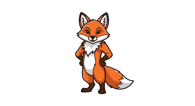 Cute cartoon fox standing on hind legs