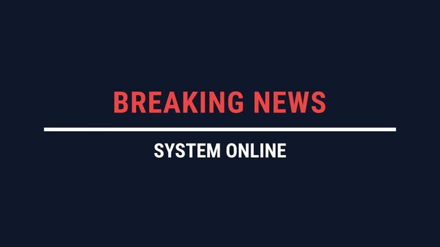 Breaking News, Text overlay on dark background with white and red text, Online system notification, representing urgency and importance