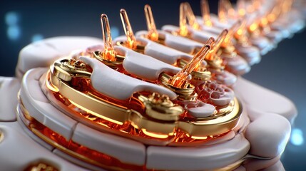 Naklejka premium Hair Follicle Science: Macro view of a hair follicle structure with nourishment seeping into the scalp, symbolizing healthy hair growth and scalp care.