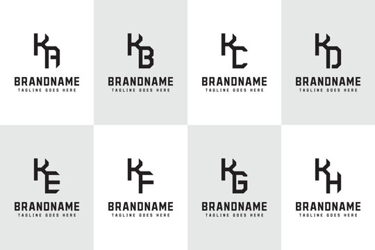 Letters KA KB KC KD KE KF KG KH Logo Monogram Set