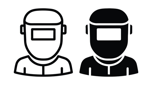 Welder professional with safety mask vector icon set for industry