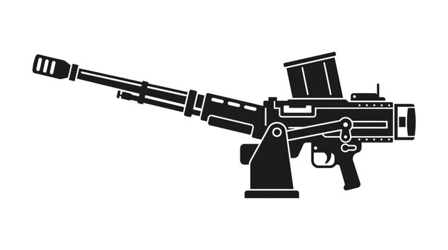 Heavy Machine Gun Silhouette Icon Vector Illustration
