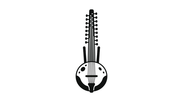 Kora African Harp Lute, Traditional String Instrument, Vector Icon
