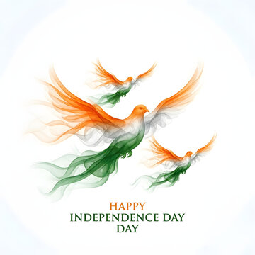 India independence day in tricolor bird flying and freedom concept on background.