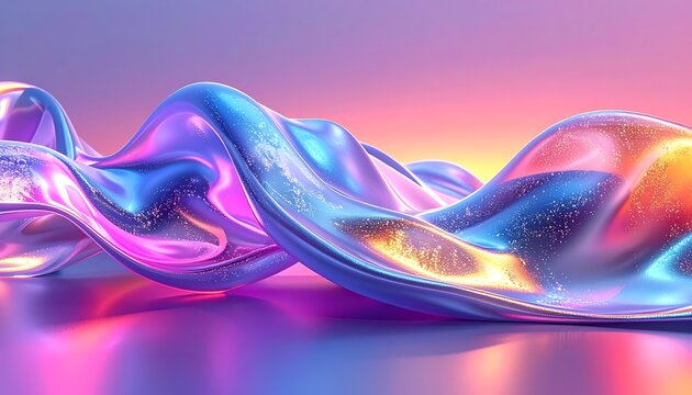 Vibrant Iridescent Wave Abstract Background Texture.
