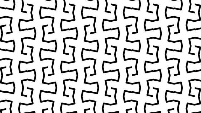 Geometric greek key pattern background, black and white interlocking line animation, minimalist greek fret ornament video loop