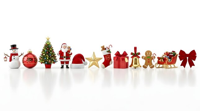 Christmas day holiday decorations and icons