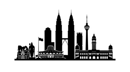 Obraz premium Modern Cityscape Skyline Silhouette with Iconic Towers and Traditional Landmarks
